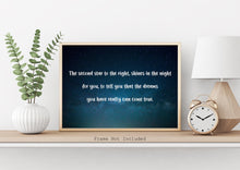 Load image into Gallery viewer, Peter Pan Quote, The second star to the right, shines in the night for you -  Book Quote Print for nursery UNFRAMED
