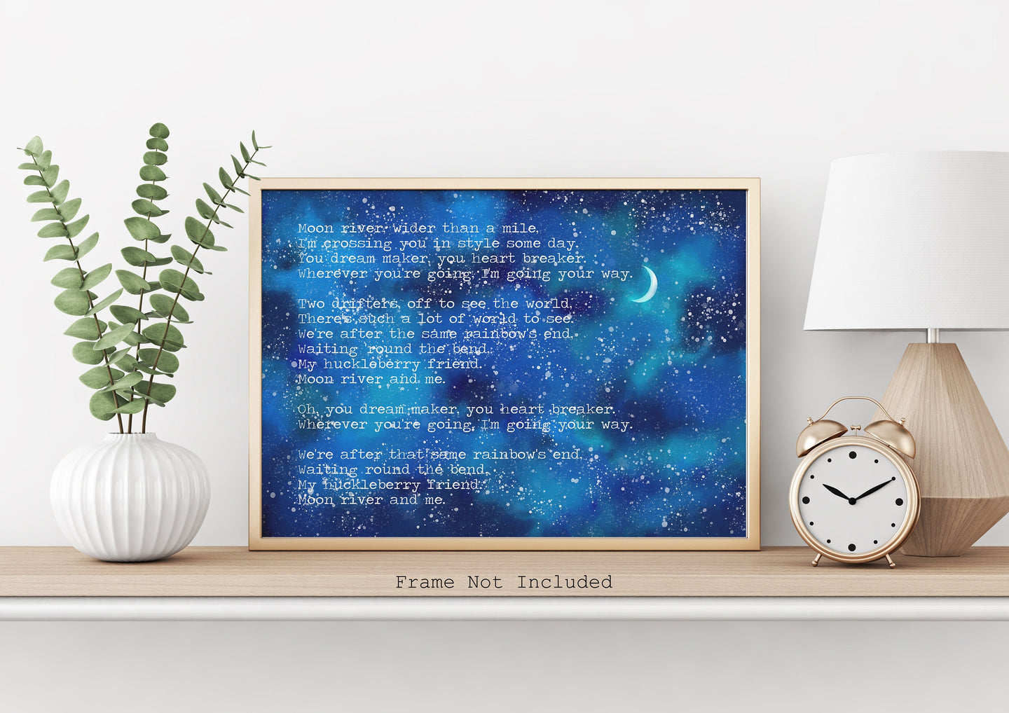 Moon River Print - Andy Williams Song Poster - Music Print bedroom decor home Lyrics poster - Unfamed UNFRAMED