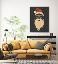 Load image into Gallery viewer, Modern Santa Wall Art, Christmas Decor, Hipster Santa Claus Art print
