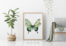 Load image into Gallery viewer, Light Green Butterfly print - Butterfly wall art UNFRAMED
