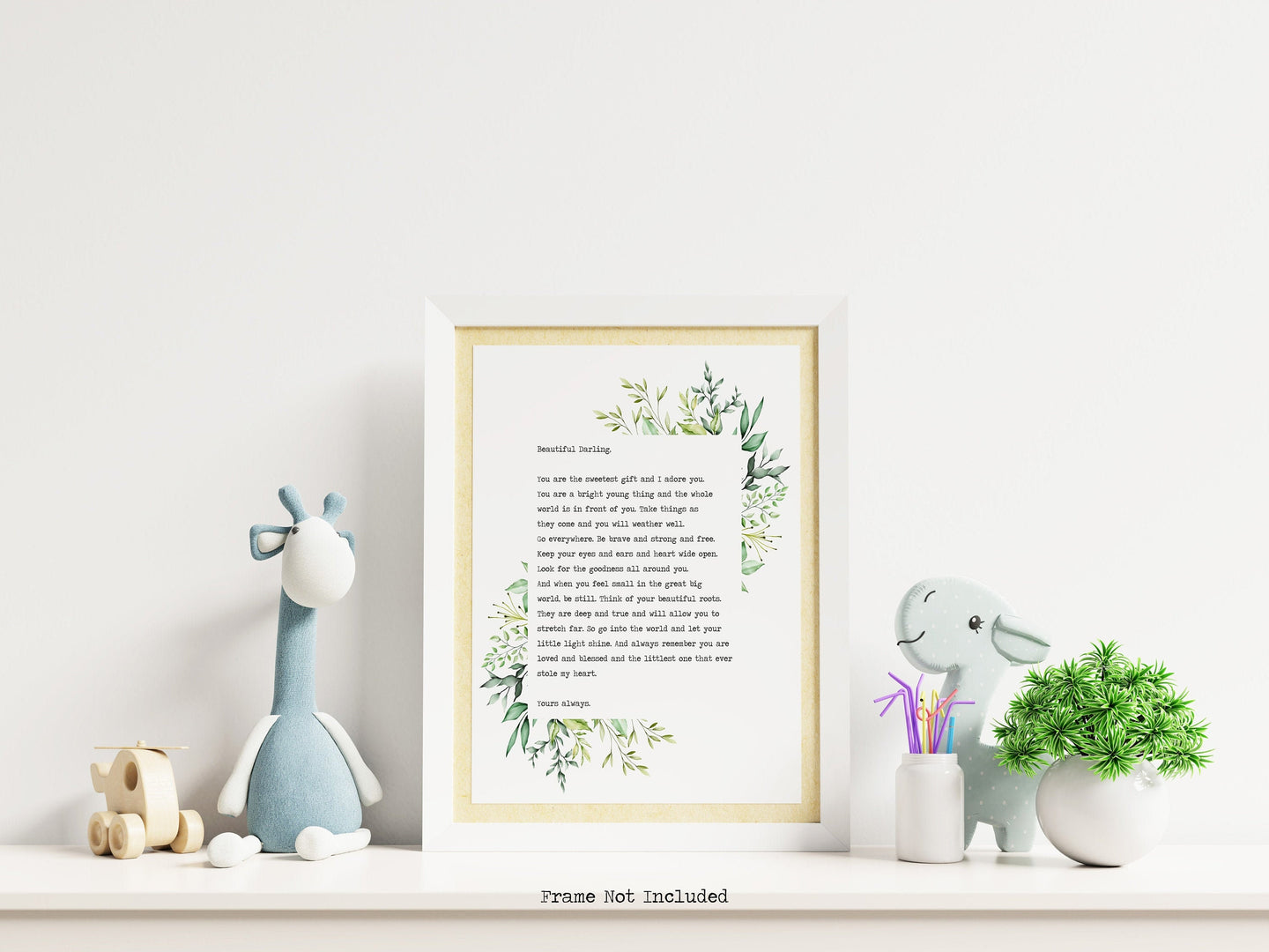 Beautiful Darling Letter to Baby - Baby Shower Gift - Nursery Wall Art - Nursery art - Unframed print