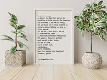Load image into Gallery viewer, The Breakfast Club Movie Quote - Closing Lines - Letter to Mr. Vernon Black and White Art Print for Home Decor, Unframed Minimalist movie
