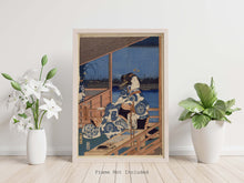 Load image into Gallery viewer, Hiroshige Print - Japanese Art - Moonlight View of Tsukuda with Lady on a Balcony
