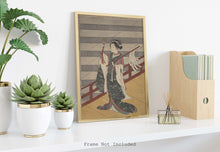 Load image into Gallery viewer, Japanese Wall Art - Harunobu Suzuki - Girl on Balcony above Stone Stairway
