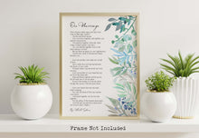 Load image into Gallery viewer, On Marriage Poem By Kahlil Gibran - Wedding Gift - UNFRAMED
