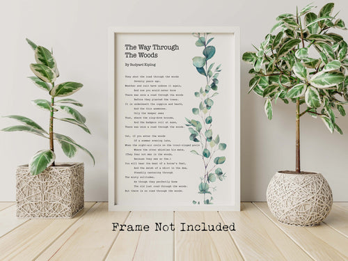 The Way Through The Woods Rudyard Kipling Poem - Watercolor Eucalyptus Print - UNFRAMED Poster Minimalist Typography Print