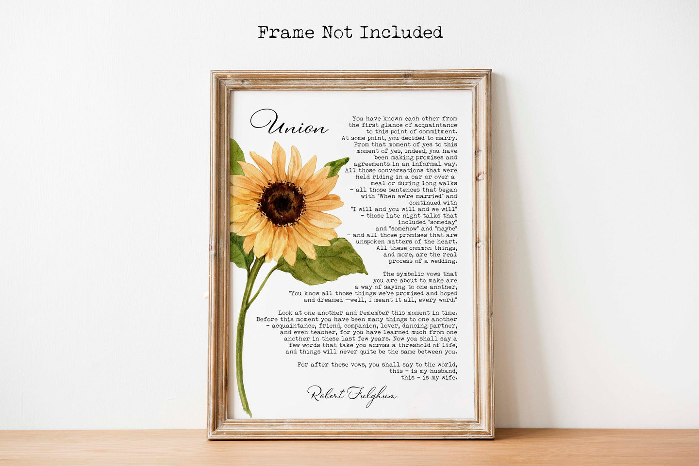 Union By Robert Fulghum - Wedding poem wall art - Anniversary Gift Poetry Poster Print - Full Poem - Physical print without frame