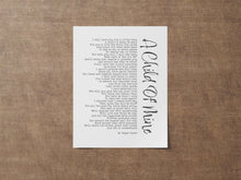 Load image into Gallery viewer, A Child Of Mine - Edgar Guest Poem - To All Parents Poem - Girl, Boy, Gender Neutral - Mourning, Grief or Bereavement Poem - Unframed
