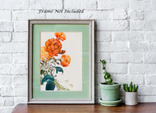 Load image into Gallery viewer, Watercolor Roses Vintage Botanical Illustration print - Vintage Rose Poster - Orange roses Physical Print Without Frame
