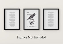 Load image into Gallery viewer, The Raven Set of 3 Edgar Allan Poe Poem Poster Prints - Quoth the Raven “Nevermore.” - Macabre Decor - Literary Wall Art
