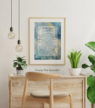 Load image into Gallery viewer, Wild Geese Poem Poster Print - Mary Oliver Poem on a blue and gold background - Physical print without frame
