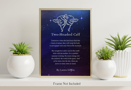 Two Headed Calf by Laura Gilpin - Illustrated Poem Print - There are twice as many stars as usual - Physical Poster Print Without Frame