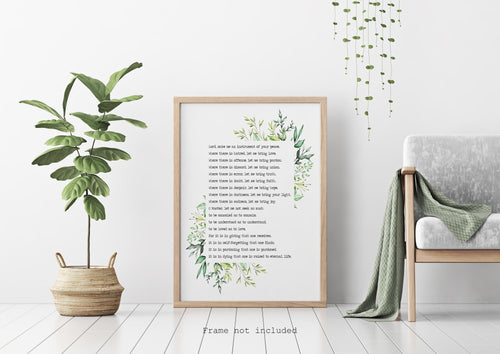 Prayer For Peace - Prayer of Saint Francis - Lord, make me an instrument of your peace - prayer print for Home nursery Art, UNFRAMED