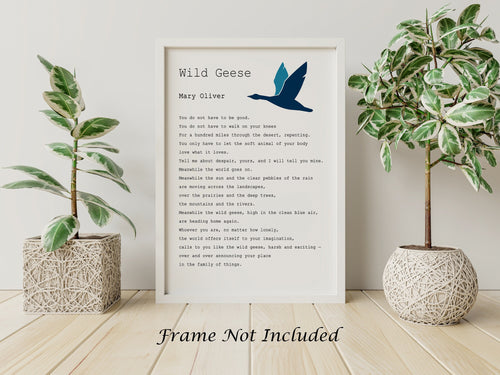 Wild Geese Poem Poster Print - Mary Oliver Poem