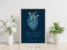Load image into Gallery viewer, Kintsugi Heart - I carry your heart (I carry it in my heart) - E.E. Cummings Anatomical heart Art Print Home Decor poetry wall art Unframed
