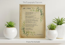 Load image into Gallery viewer, All Is Well Funeral Poem - Henry Scott Holland - Bereavement Gift - Comforting Poem for Grief - Death Is Nothing At All - Unframed Print
