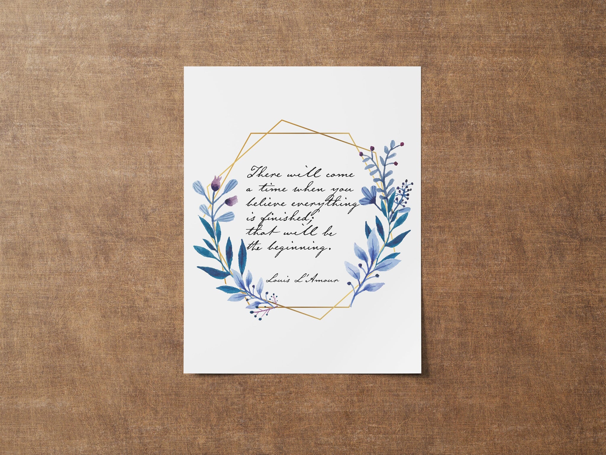 Inspirational Quote Print, Louis L'Amour, New Beginnings Quote - There –  The Typography Tipi, image size:2048x1536