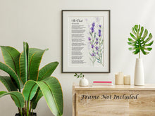 Load image into Gallery viewer, The Dash Poem Poster Print With Lavender Flowers - Live Your Dash - Funeral Reading - Physical Print Without Frame
