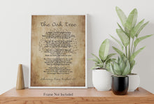 Load image into Gallery viewer, The Oak Tree Poem By Johnny Ray Ryder Jr - Poem Poster Print - Poetry Wall Art - Physical Print Without Frame
