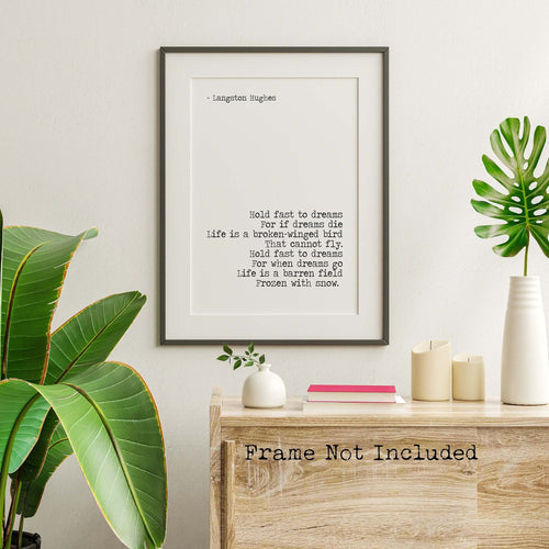 Langston Hughes Poem Print - Dreams Poem - Hold Fast To Dreams UNFRAMED