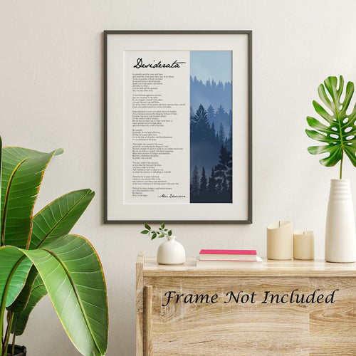 Desiderata print - Poem By Max Ehrmann - Illustrated poem poster print - forest illustration - Framed And Unframed Options