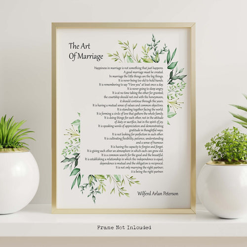 The Art Of Marriage by Wilferd Arlan Peterson - Wedding poem wall art - Ceremony reading - Framed And Unframed Options