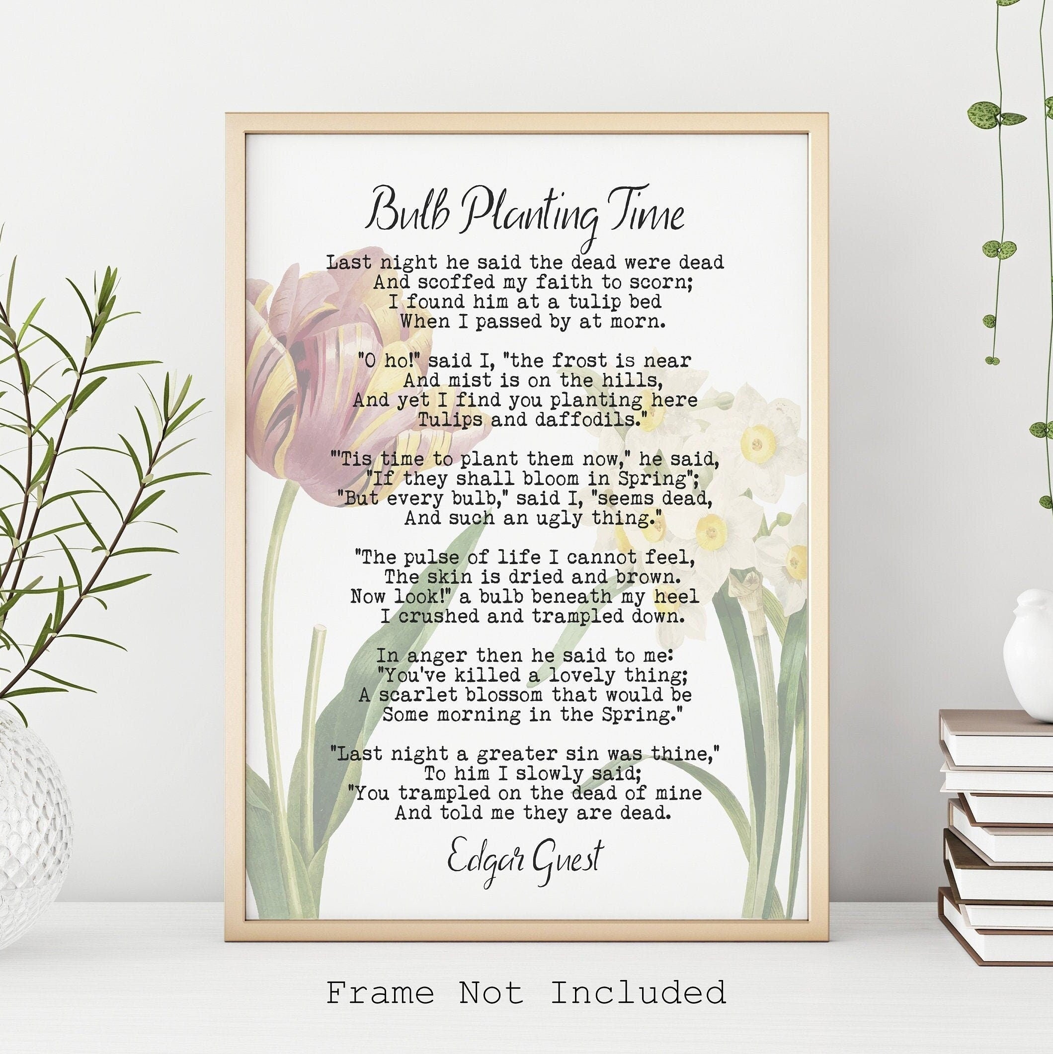 Edgar Guest Poem Bulb Planting Time Poem Gardening Gift Art Print Home ...