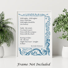 Load image into Gallery viewer, Wild Nights by Emily Dickinson Poem Print - Poetry Wall art - Physical Print Without Frame
