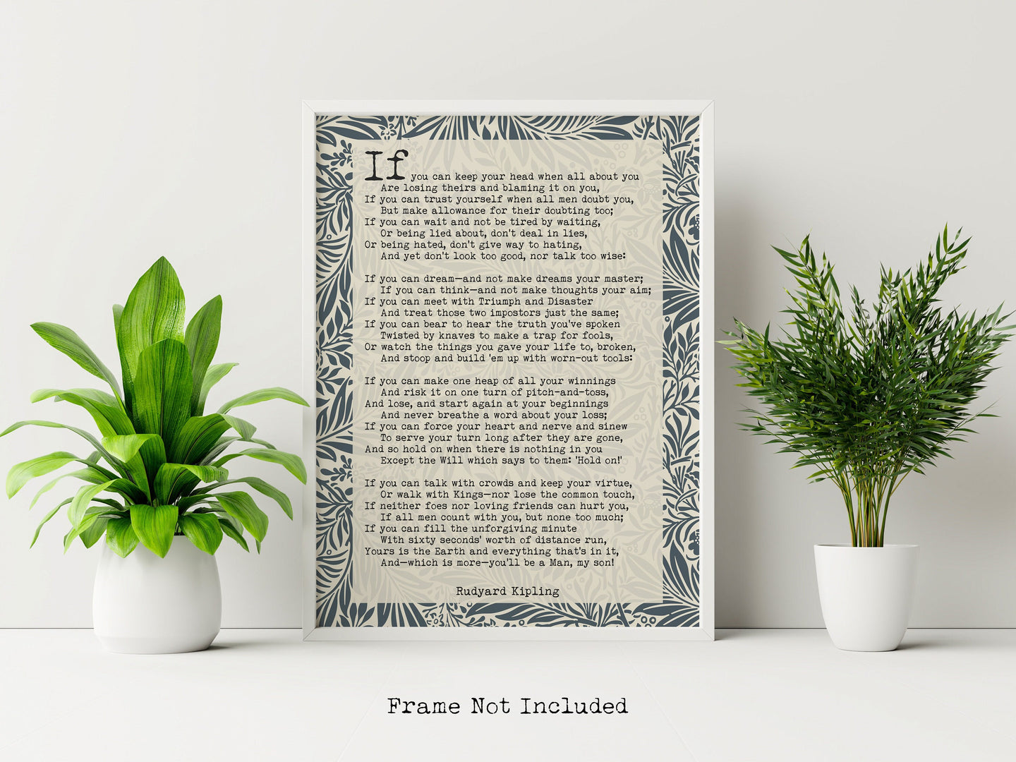 IF Poem - Rudyard Kipling Poem - Vintage wallpaper background - Physical Art Print Without Frame