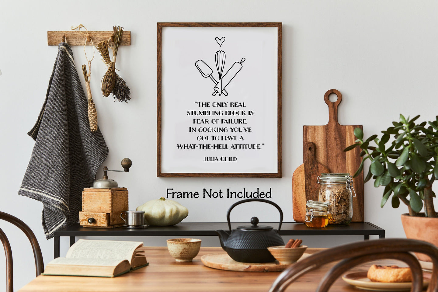 Julia Child Quote -The only real stumbling block is fear of failure - Kitchen Wall Art Food Lover Art - Physical Print Without Frame