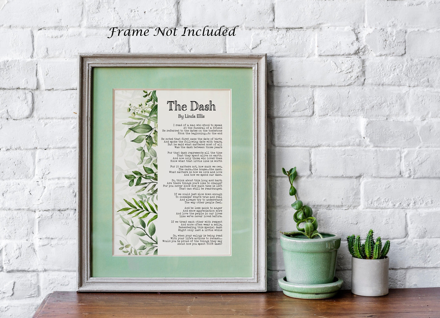 The Dash Poetry Print - Poem By Linda Ellis - Live Your Dash - Funeral Reading - Physical Print Without Frame