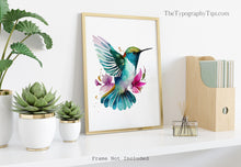 Load image into Gallery viewer, Watercolor Hummingbird Print - Bird painting - Living Room Wall Decor - Physical Print Without Frame

