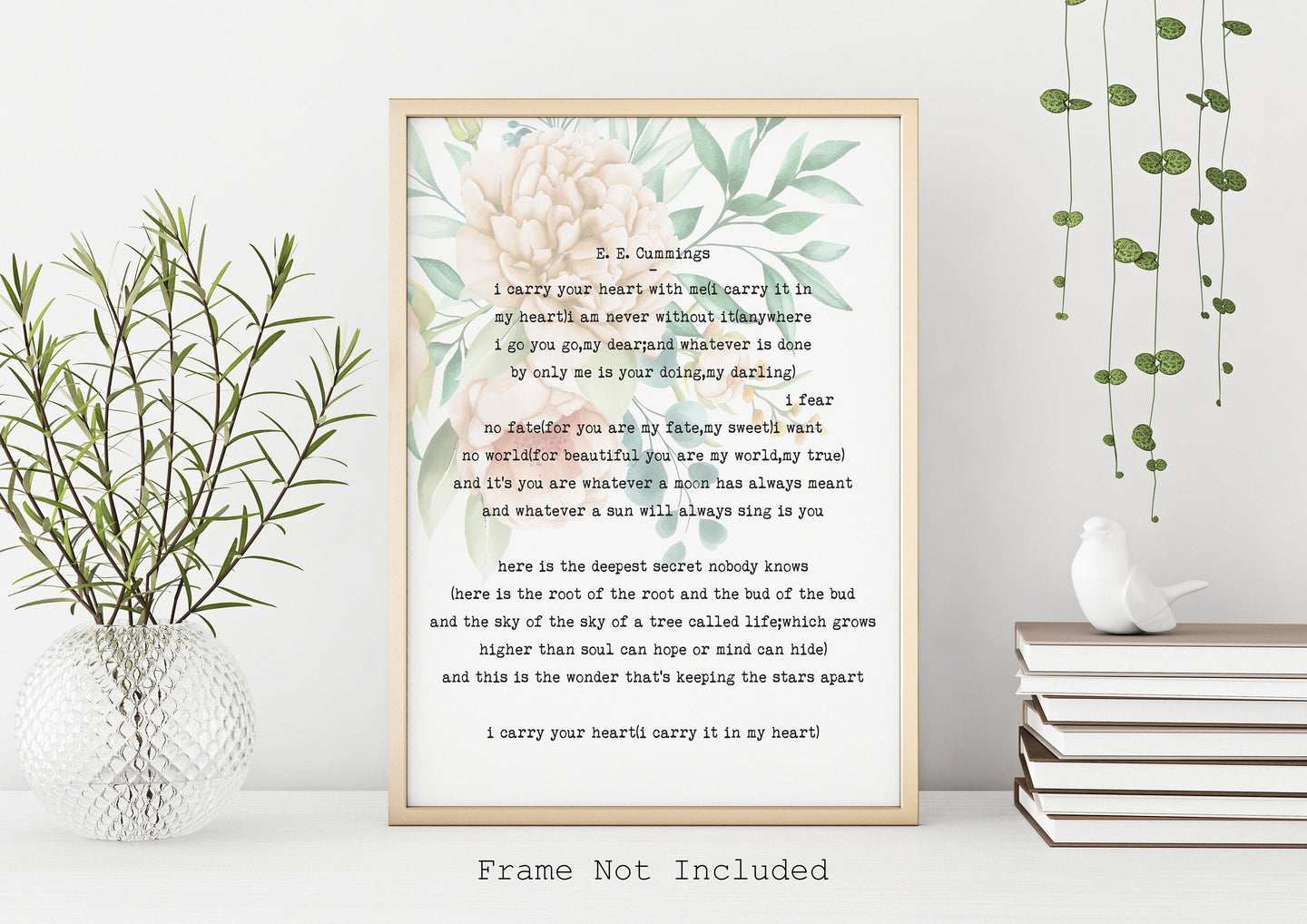 I carry your heart (I carry it in my heart) ee cummings poem poster - poetry wall art - Nursery Wall Art