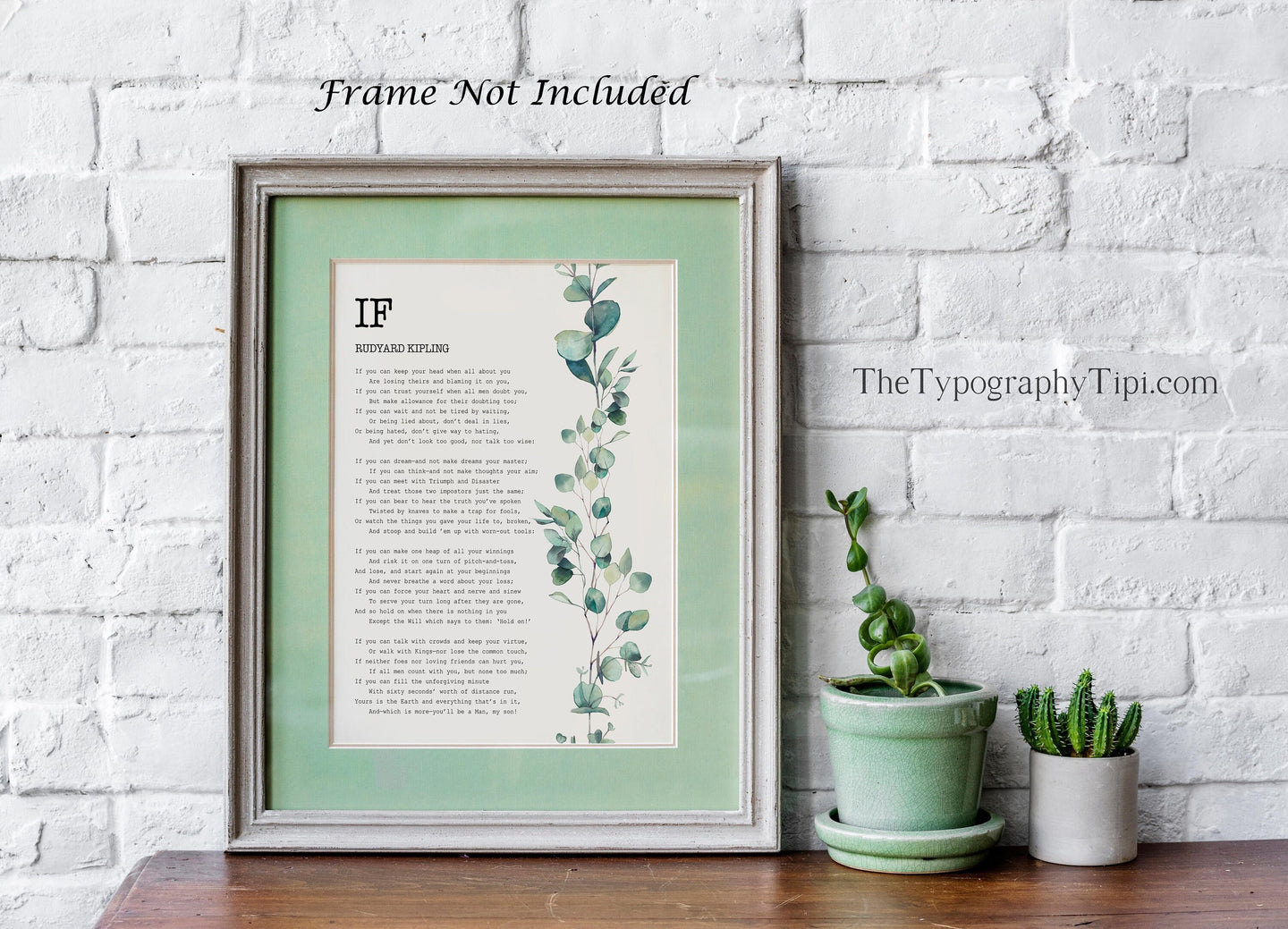 IF Rudyard Kipling Poem - Watercolor Eucalyptus Print - UNFRAMED - IF Poem