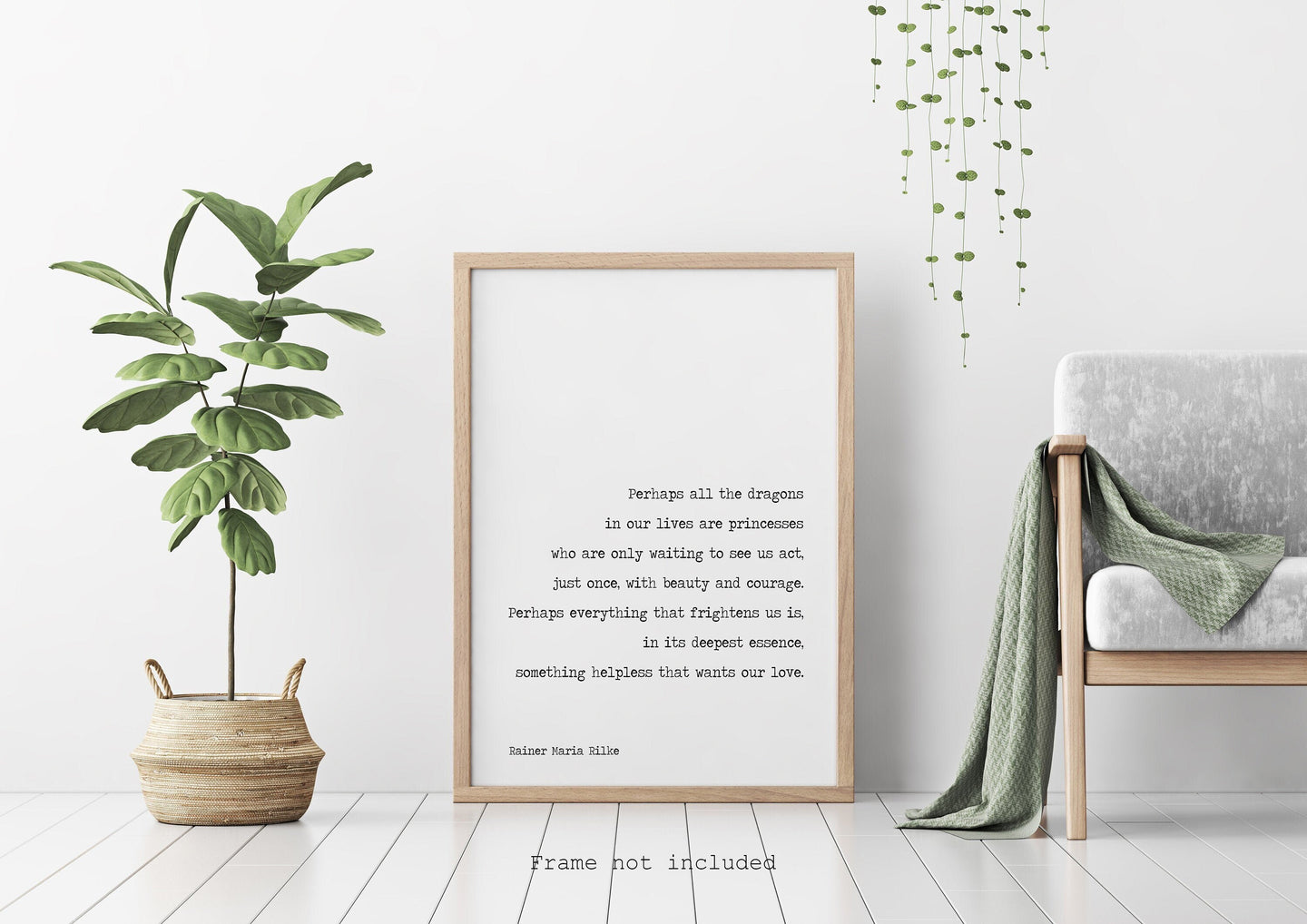 Rainer Maria Rilke - Letters to a Young Poet - Dragons in our lives are princesses Poem Art Print Home Office Decor poetry wall art UNFRAMED