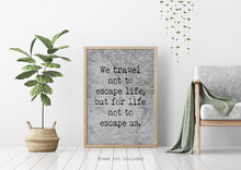 Load image into Gallery viewer, We Travel Not To Escape Life But For Life Not To Escape Us - Unframed Travel Poster for Home - Vintage map Black and White Monochrome
