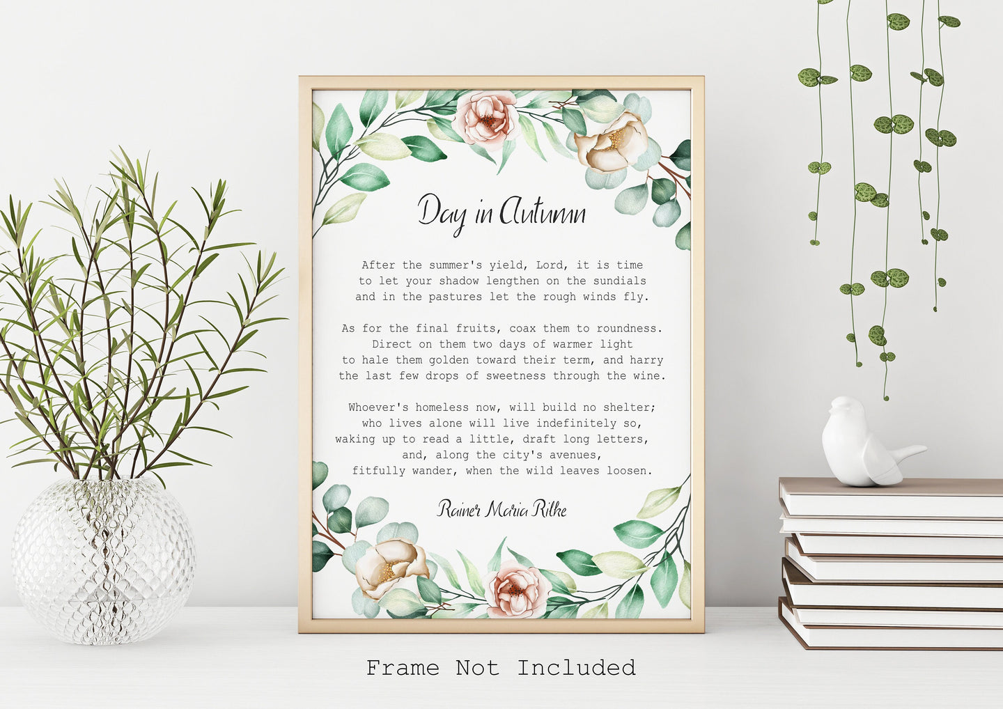 Day In Autumn Rilke poem - Poetry Wall Art - Literary home decor
