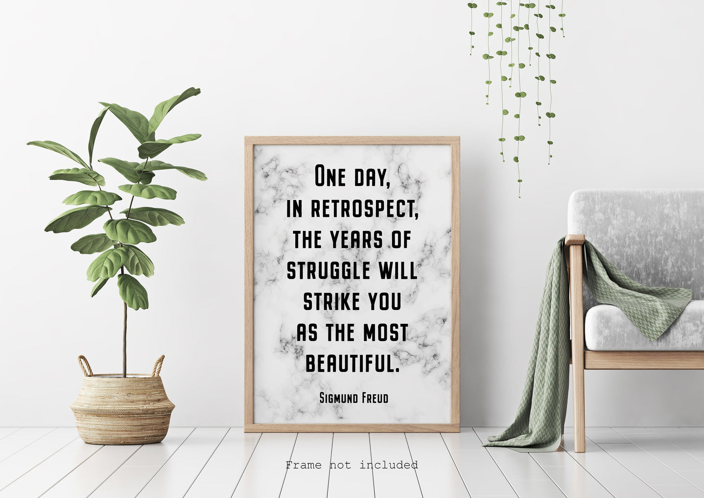 Sigmund Freud quote - One day, in retrospect, the years of struggle - psychology wall art - office decor - marble poster - unframed print