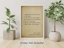 Load image into Gallery viewer, Jane Austen Quote from Pride and Prejudice, I cannot fix on the hour, Mr. Darcy love quote - book lover Print for library decor
