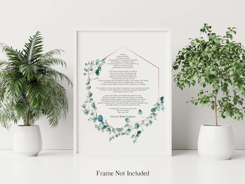 Union Poem Robert Fulghum - Personalized Wedding poem wall art - Love Poem - Full Poem - Physical Art Print Without Frame