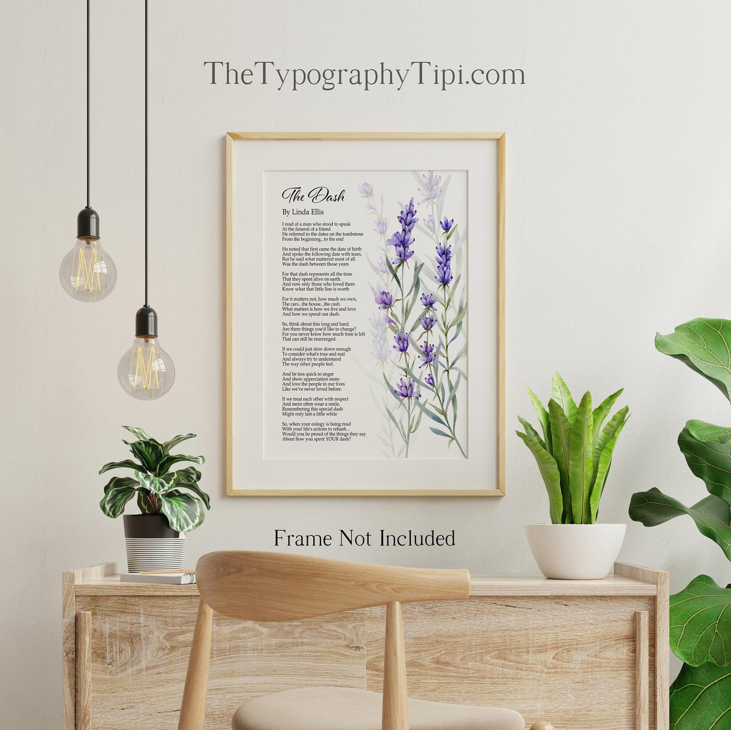 The Dash Poem Poster Print With Lavender Flowers - Live Your Dash - Funeral Reading - Physical Print Without Frame