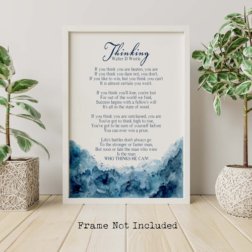 Thinking Poem Print by Walter D. Wintle - Inspirational Poetry Poster Print