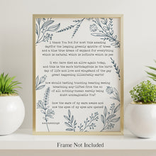 Load image into Gallery viewer, e.e cummings Poem - &#39;i thank You God for most this amazing&#39; with flower line drawings - Physical Print Without Frame
