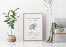 Load image into Gallery viewer, Invictus poem William Ernest Henley Poem Art Print Unframed office Wall Art poetry art - I am the master of my fate... captain of my soul.
