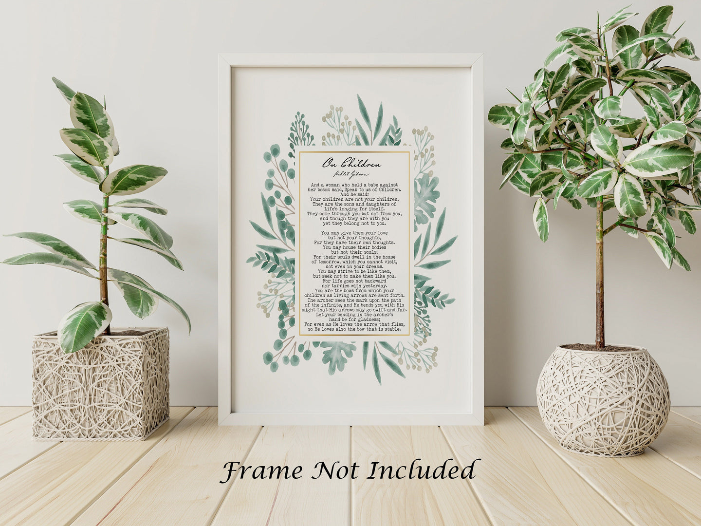 On Children Kahlil Gibran Poem - Poetry Poster Print - Literary Wall Art - Physical Print Without Frame