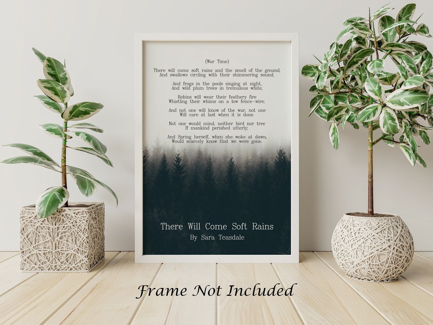 There Will Come Soft Rains Poetry Print - Sara Teasdale Poem Wall Art - Physical Print Without Frame