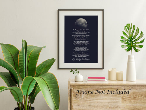 The Moon was But a Chin of Gold - Emily Dickinson Poetry Wall art - Physical Print Without Frame
