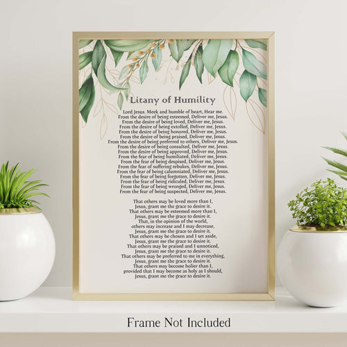 Litany of Humility Poster Print - Catholic Prayer for Humility - Contemporary Version by Rafael Cardinal Merry del Val