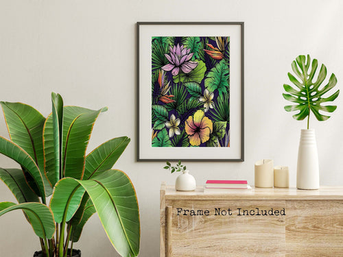 Vibrant Tropical plant Wall Art - Unframed Print - Plant Room Wall Decor