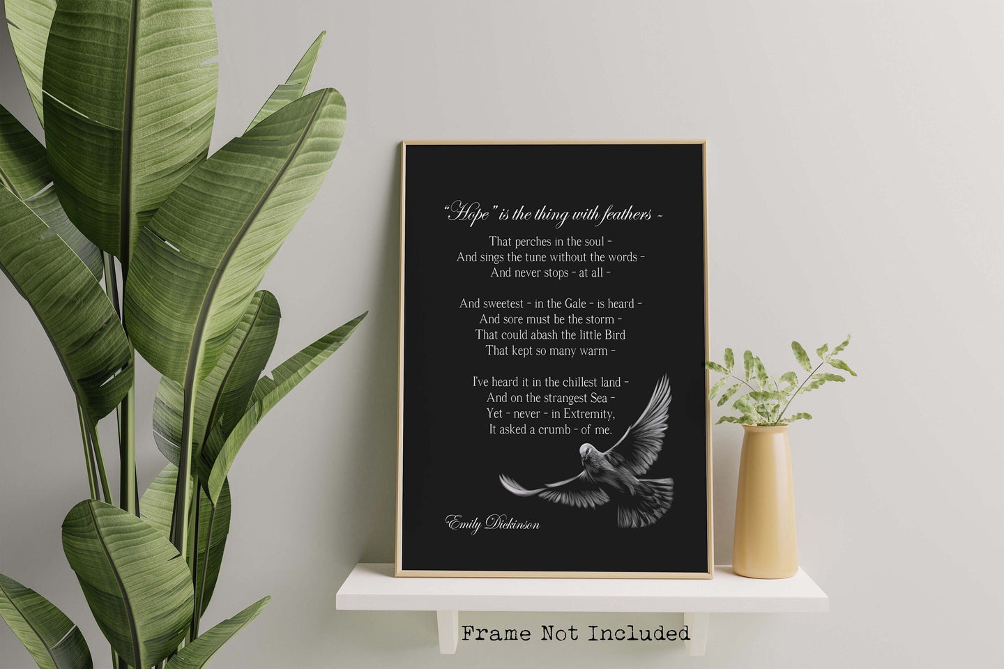 Hope is the thing with feathers - Emily Dickinson - Poetry Wall art - Unframed print